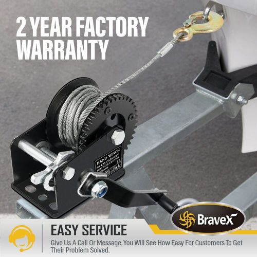 800lbs capacity heavy duty hand winch crank strap gear winch with 26 feet ste...