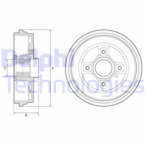 Brake drum fits renault clio mk4 1.5d rear 2012 on 5-speed manual transmission