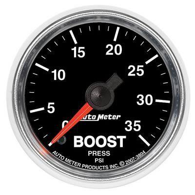 Autometer gs mechanical boost pressure gauge 2 1/16" dia black face 3804