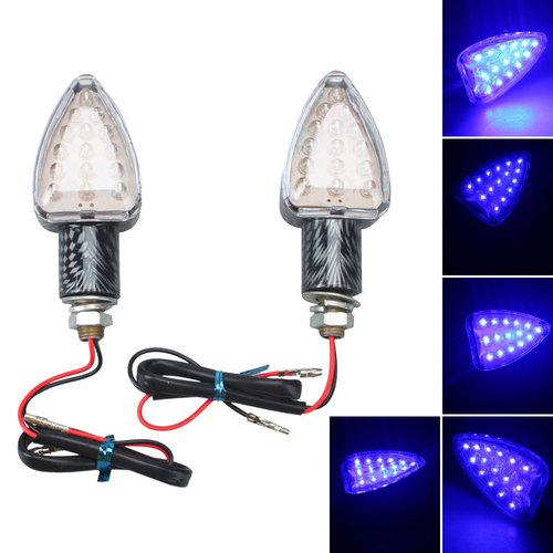 4x new motorcycle triangle supper bright 15 led brake light turn lights blue 