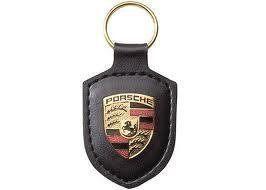 Porsche crested leather key ring chain black 911 914 930 944 964 968 993 986 box