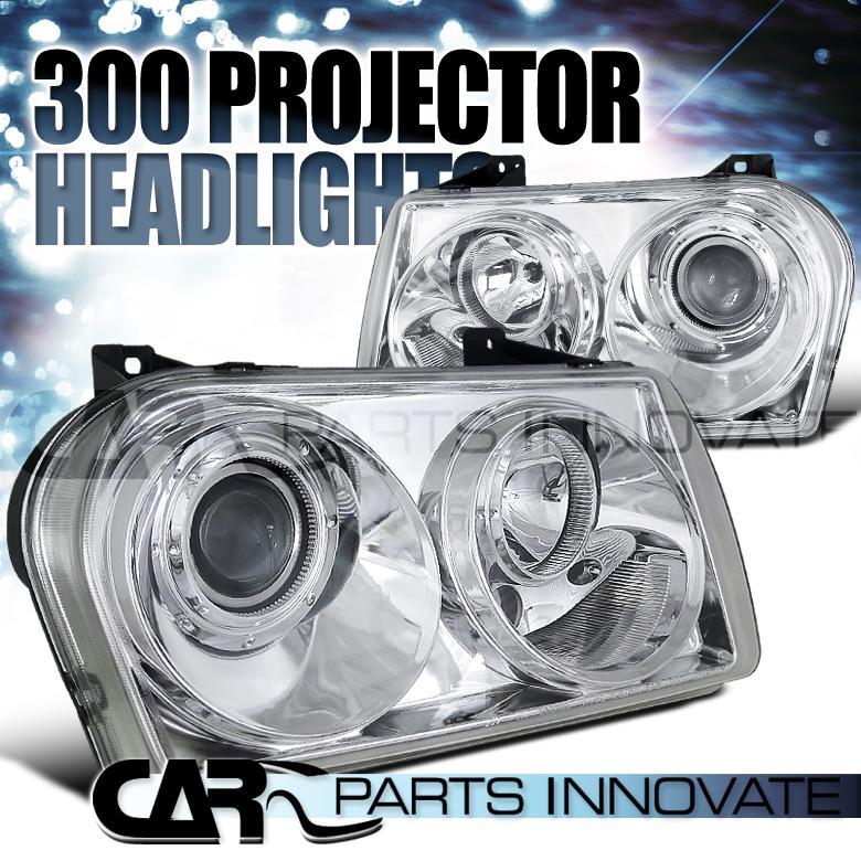 Chrysler 05-10 300 chrome projector headlights left+right pair