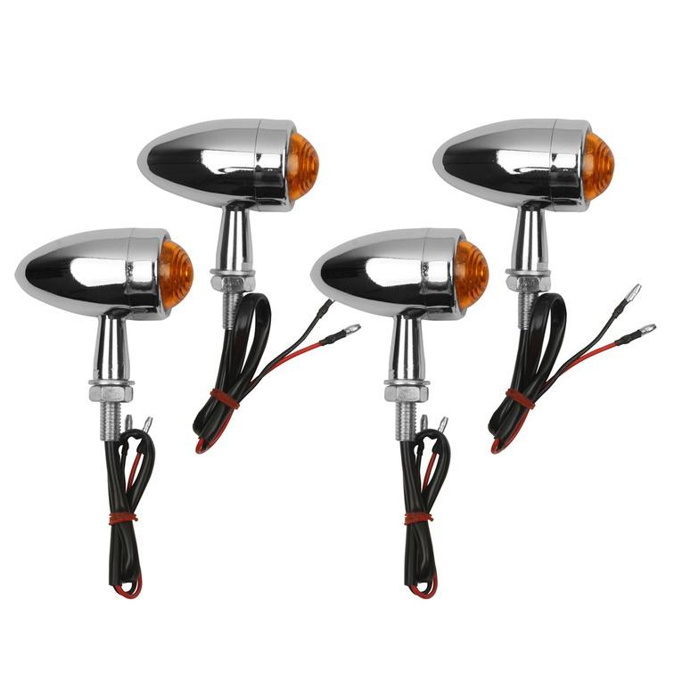 4 pcs chrome led turn signal for harley sportster dyna softail bobber chopper 