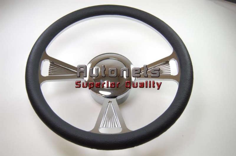 Black leather camaro impala nova rod steering wheel horn tri adapter