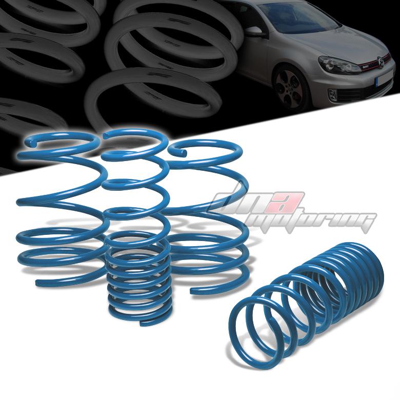 10-13 vw golf gti mk6 r32 blue 1.1" drop suspension lowering springs f295/r250lb