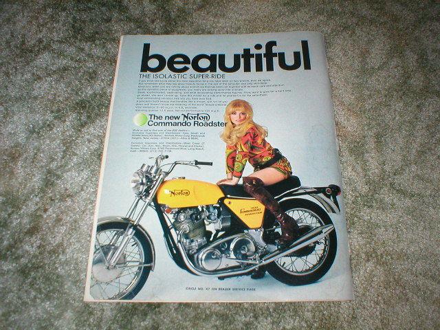 1970 norton 750 commando roadster  cycle  ad 1 pg original with girl sitting