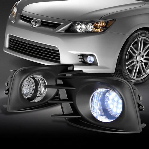 11-13 scion tc clear bumper full hyper white led fog lights lamps w/switch+bulbs