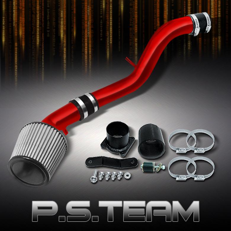 03-06 nissan 350z red aluminum cold air intake+stainless washable mesh filter