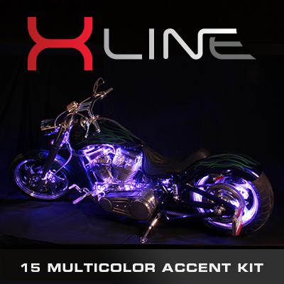 Harley davidson motorcycle 6pc x-line 15 color smd led accent pods lights kit