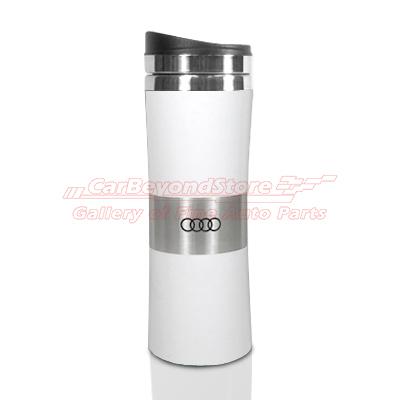 Audi white tapered band coffee tumbler, mug, official audi product + free gift