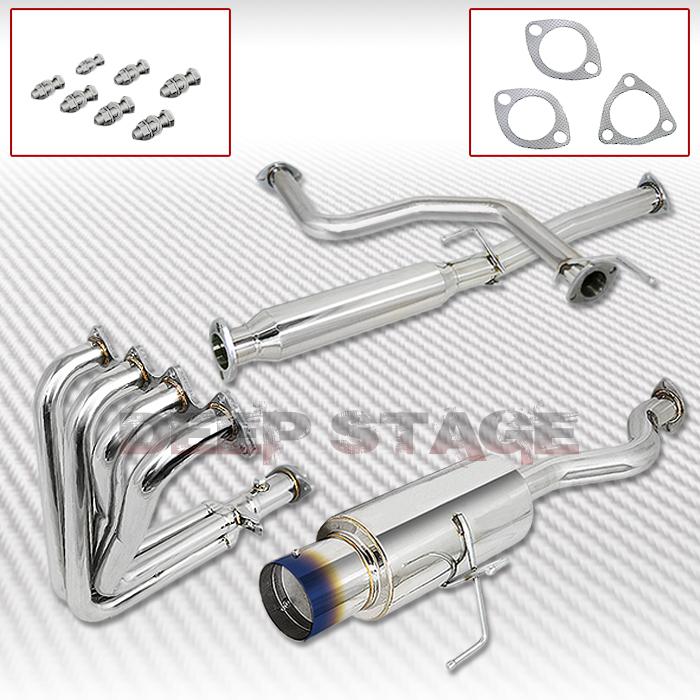 Ss cat back exhaust 4.5" burn tip muffler+4-1 header 94-01 integra gs-r dc1 dc2