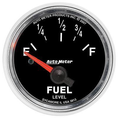 Autometer gs electrical fuel level gauge 2 1/16" dia black face 3813 0-90 ohms