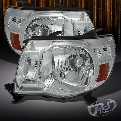 05-11 toyota tacoma chrome amber crystal headlights lamps lights left+right pair