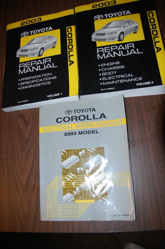 2003 toyota corolla factory oem service repair manual set, ewd.