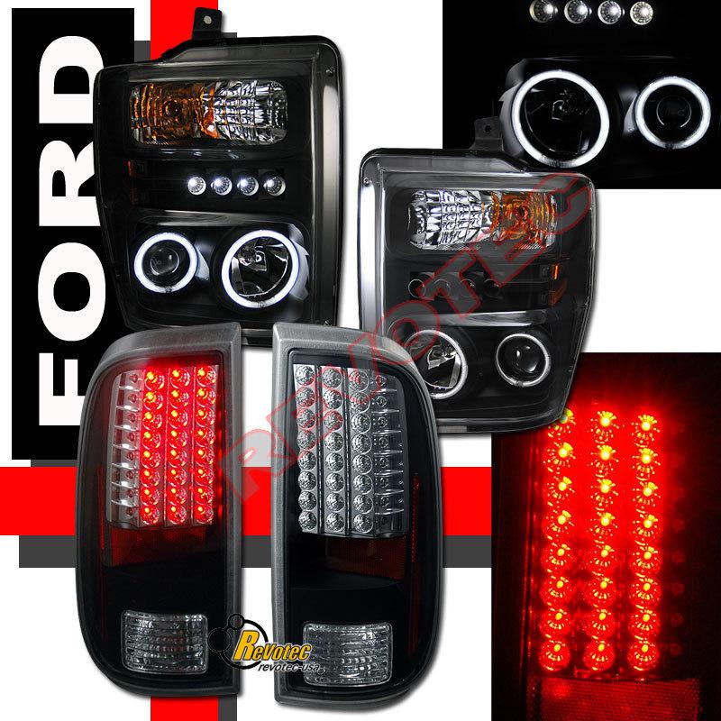 08 09 10 ford f250 f350 ccfl halo led projector headlights & led tail lights