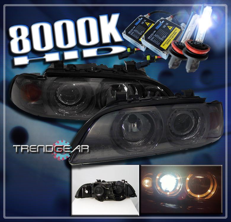 97-03 bmw e39 5-series halo projector headlight+hid 8k smoke lens 98 99 00 01 02