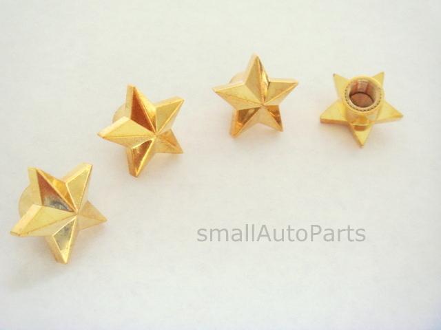 (4) custom yellow gold star tire/wheel stem air valve caps kit set car