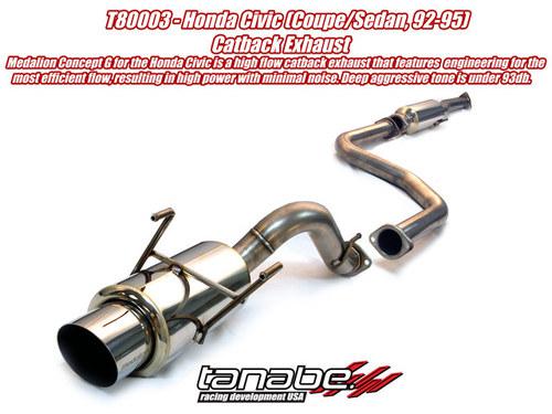 Tanabe concept g catback exhaust for 92-95 civic coupe t80003