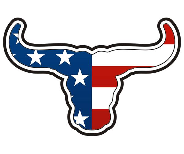 Longhorn decal 5"x2.9" old glory american flag car vinyl sticker zu1