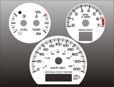 2000-2005 chevrolet impala metric kph kmh instrument cluster white face gauges