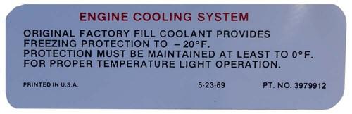 1970 1971 1972 buick cooling system decal