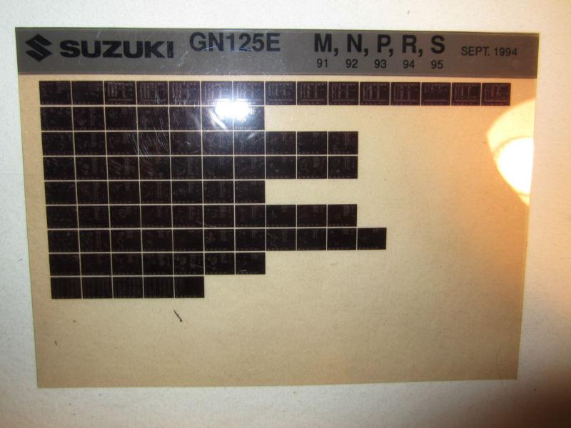 1991-1995 suzuki motorcycle gn125e m n p r s microfiche part catalog gn 125 e 