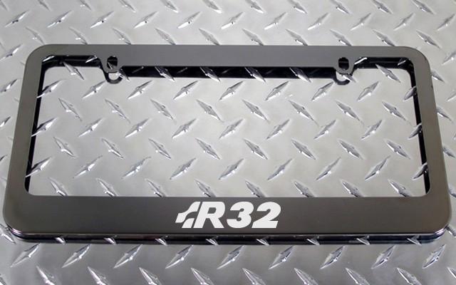 1 brand new volkswagen r32 gunmetal license plate frame +screw caps