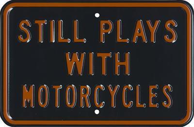 Ande rooney tin sign rectangle still plays with motorcycles 15" w 12" h each