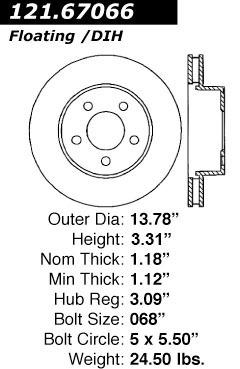 Centric 121.67066 rear brake rotor/disc-c-tek standard rotor