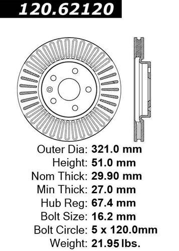 Centric 120.62120 front brake rotor/disc-premium rotor-preferred