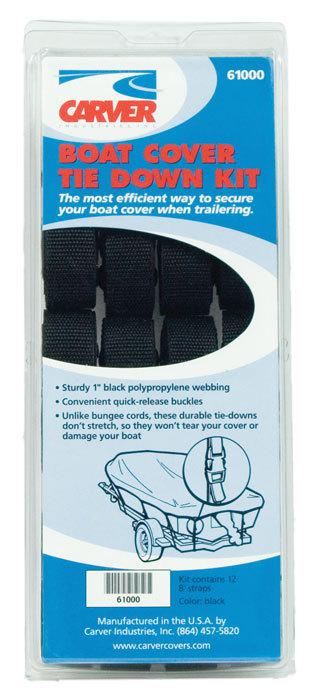 Carver boat cover tie down kit polypropylene - black - 8' 61000