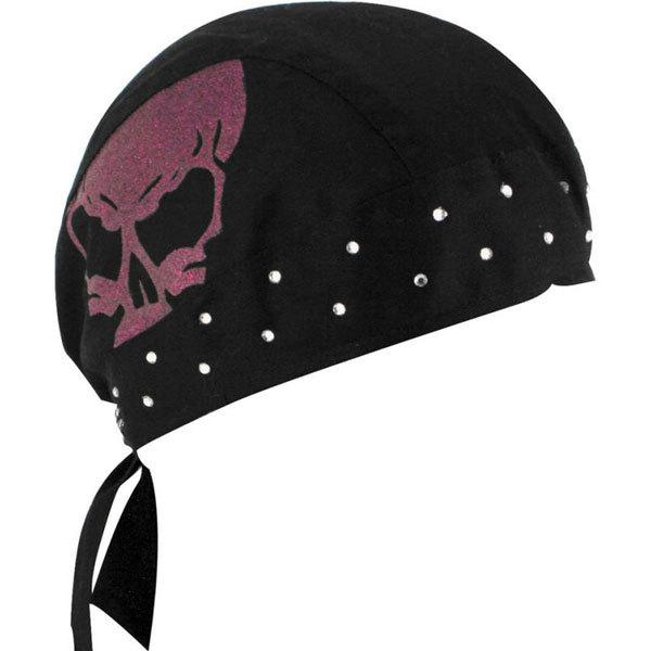 Black with pink skull zan headgear highway honeys flydanna