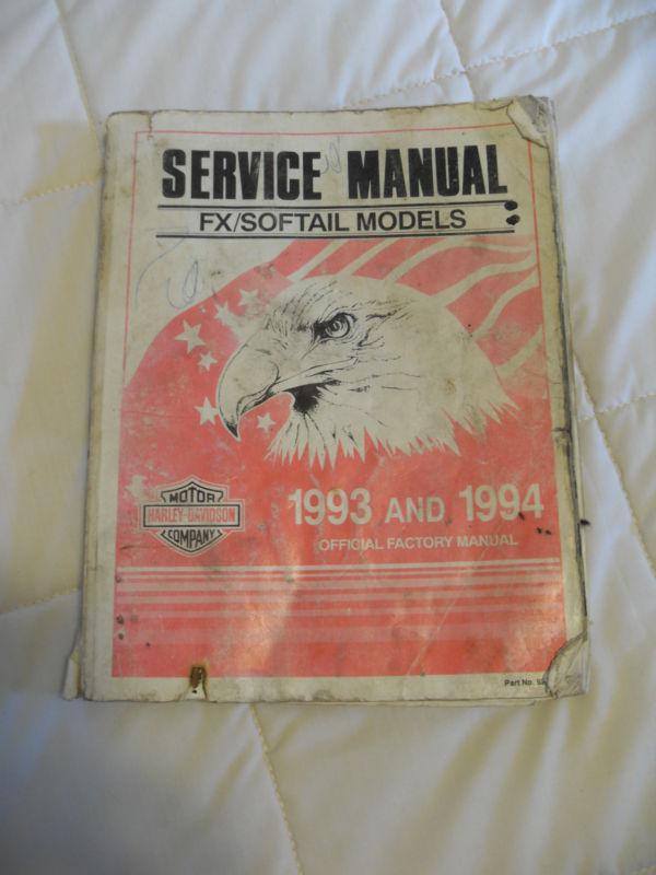 Used harley-davidson 1993-1994 fx / softail models service manual p/n 99482-94