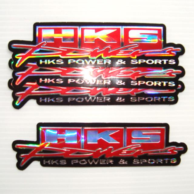 4pc. hks powers muffler decals reflective sticker foil emboss die cut car bike