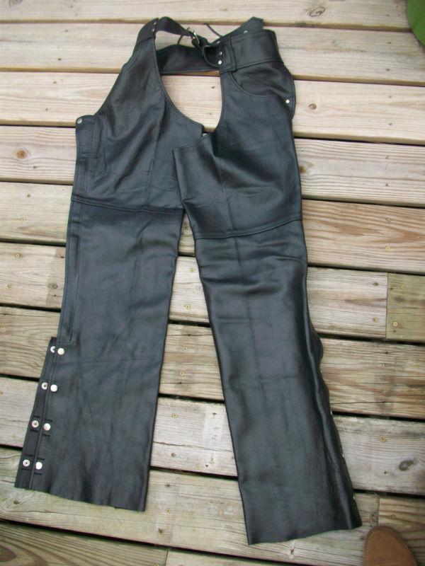 Event biker leather black leather chaps size medium