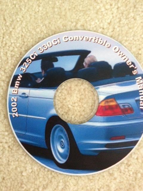 2002 bmw 325ci 330ci convertible owner's manual on dvd