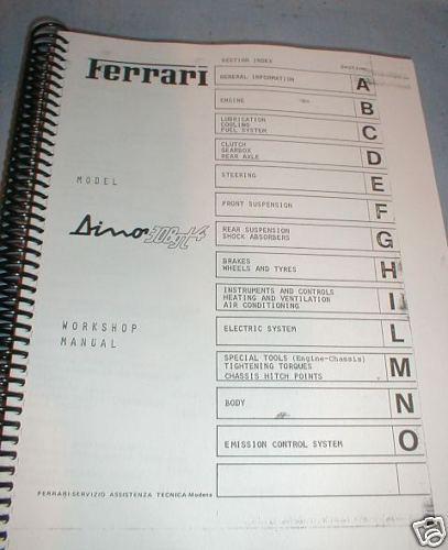 Ferrari  308 service manual gt4 gts gtb carburated  shop