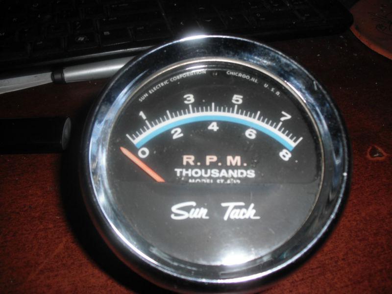 60s blue line 8k st-602 sun tach tachometer,chevy,ford,amc,buick,pontiac, mopar