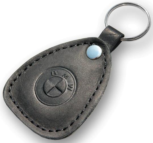 New leather black keychain car logo bmw auto emblem keyring