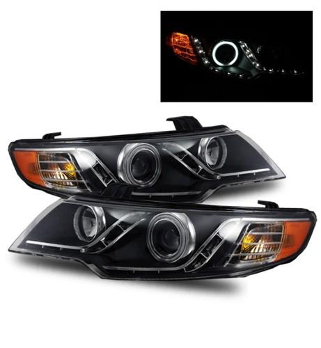 For 2010-2012 forte coupe/sedan ccfl angel eye halo black projector headlights