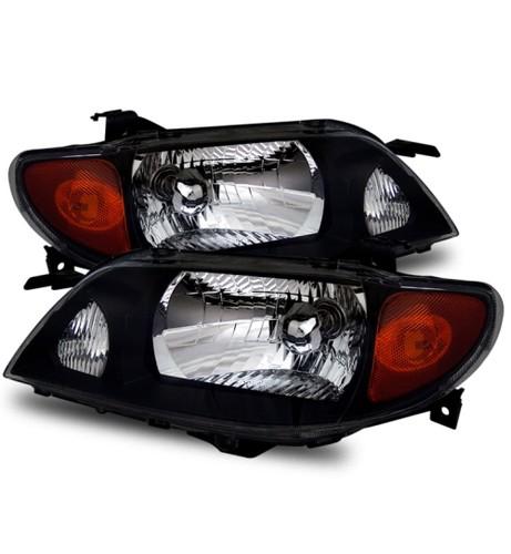 01-03 mazda protege aftermarket blackout crystal headlights +amber reflectors