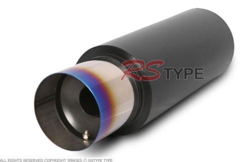  black muffler~ 4" flat blue tip/2.5"in/out/ black silencer