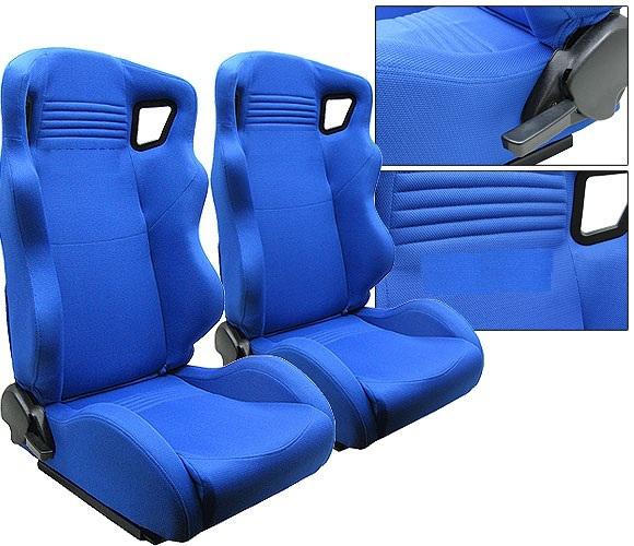 2 blue cloth racing seats reclinable + sliders volkswagen new *