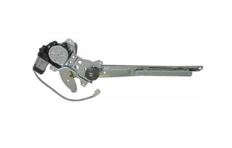 Power front window regulator with motor with gear pair