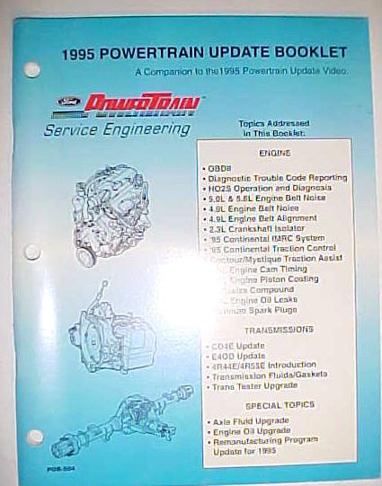 Ford service engineering 1995 powertrain update booklet