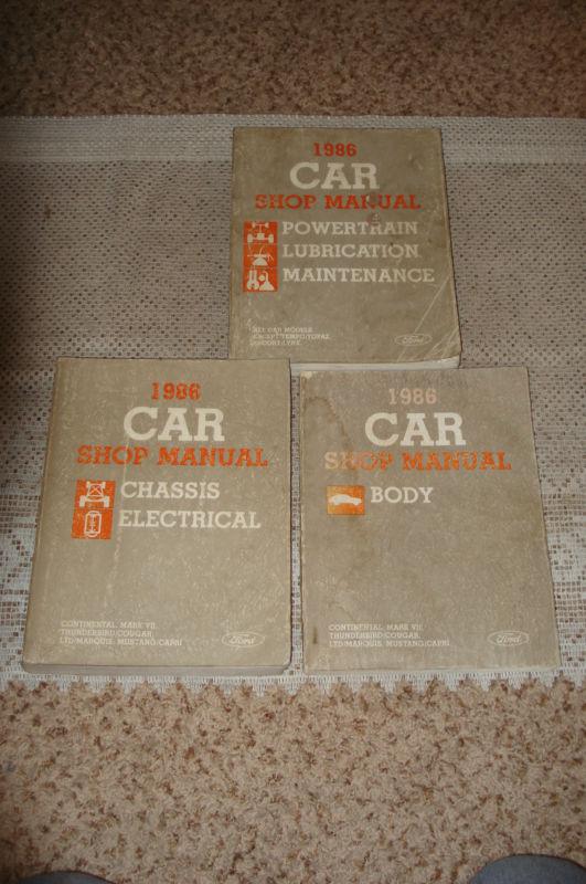 1986 ford lincoln mercury shop manual set original service books mustang & more