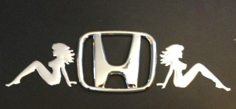 2 new chrome 3d honda naked ladies silhouette decal sticker emblem badge