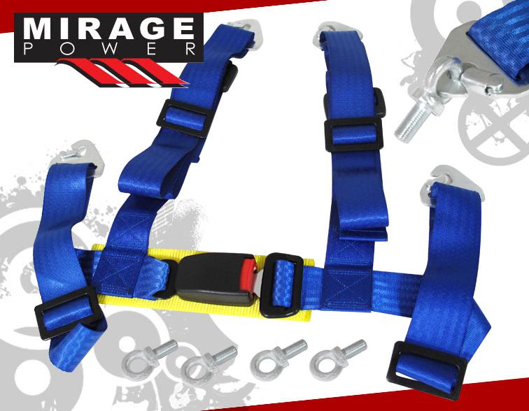 2" jdm blue 4 point shoulder strap quick release racing seat belt buckle latch