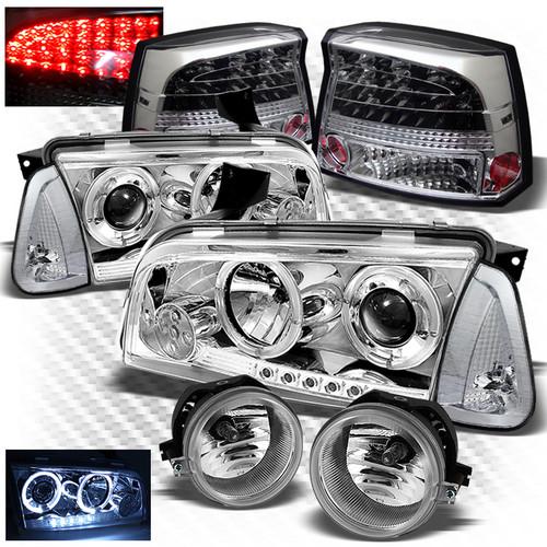 06-08 charger projector headlights set + led perform tail lights + fog lights