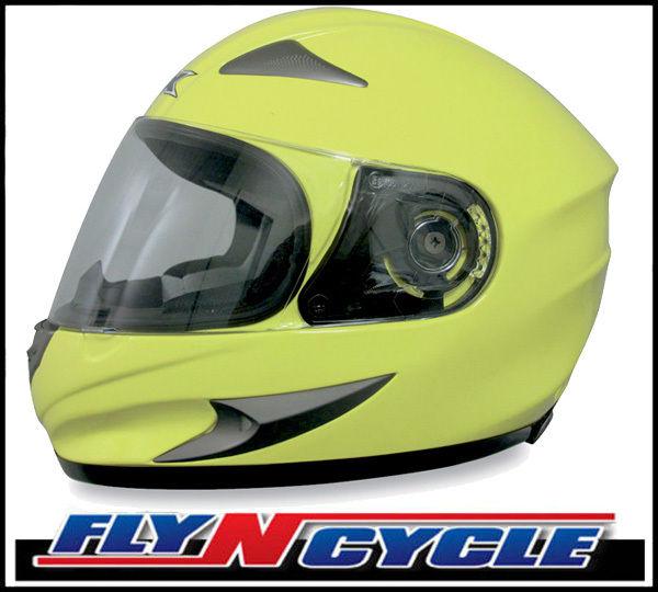 Afx fx-90 solid hi-vis yellow xs full face motorcycle helmet dot ece